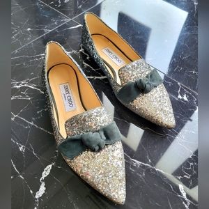 Jimmy Choo Glitter loafer size 7,bridal, bling bling, something blue shoes